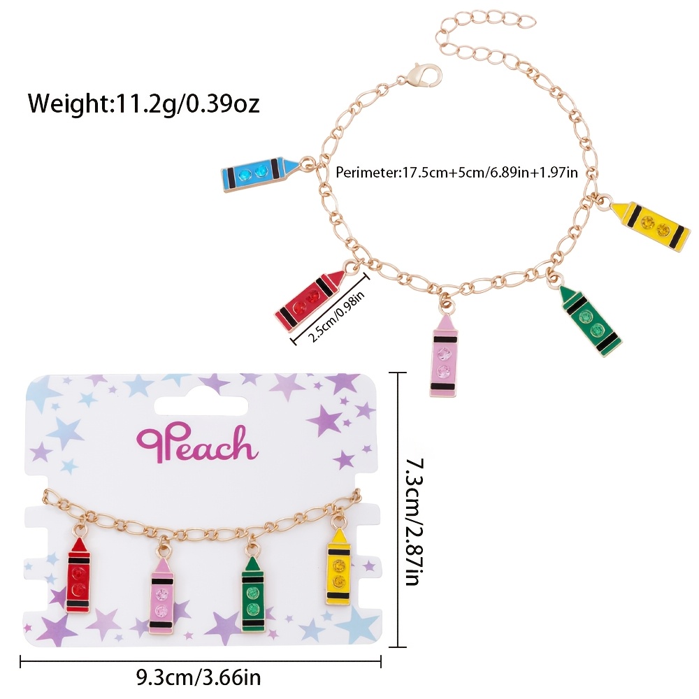 Cute Pencil-Themed Necklace & Bracelet BFF Set, Gift